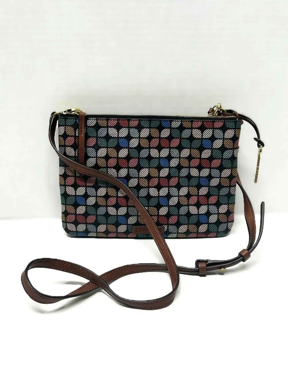 Fossil Devon multicolor geometric signature crossbody bag